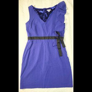 Women's EUC New York & Company V-Neck Blue Cocktail Career Dress Size 14